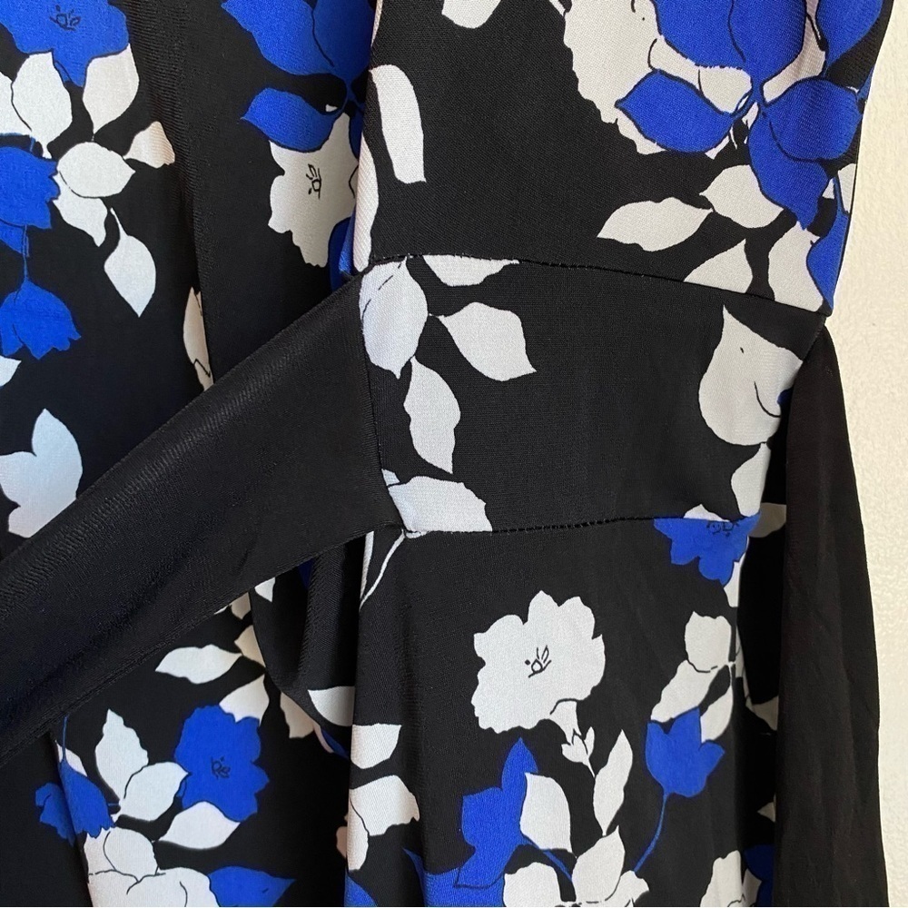 Motherhood Maternity Black/ Blue/ White Floral Side-Tie Knit Dress Size XL - Picture 8 of 11